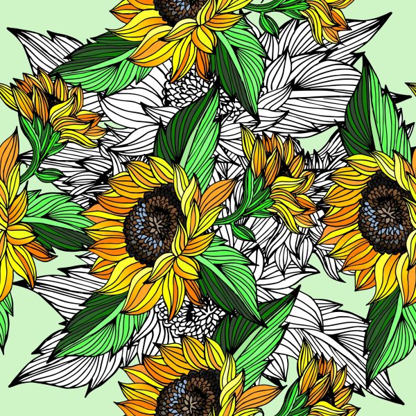 Behang Zonnebloemen Met Planten - Afbeelding 2