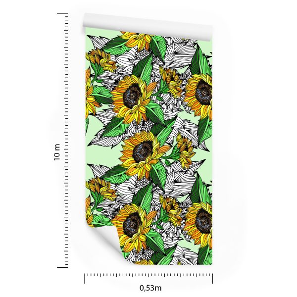 Behang Zonnebloemen Met Planten - Afbeelding 8