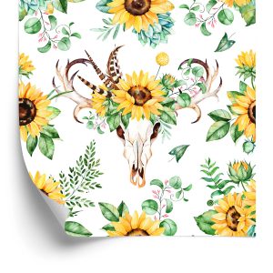 Behang Zonnebloemen In Boho-Stijl