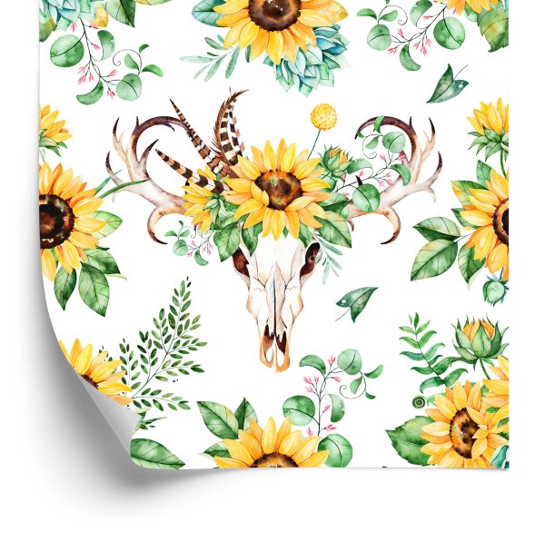 Behang Zonnebloemen In Boho-Stijl