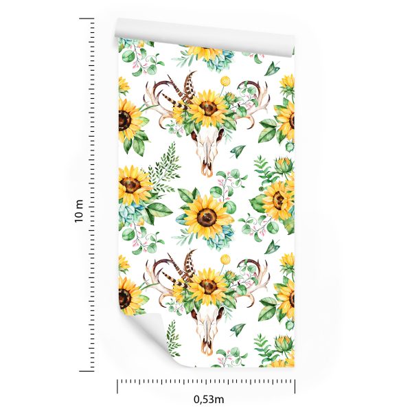 Behang Zonnebloemen In Boho-Stijl - Afbeelding 8
