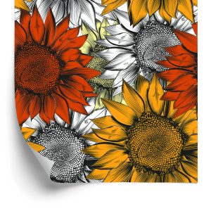 Behang Kleurrijke Zonnebloemen