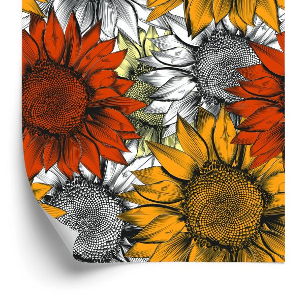 Behang Kleurrijke Zonnebloemen