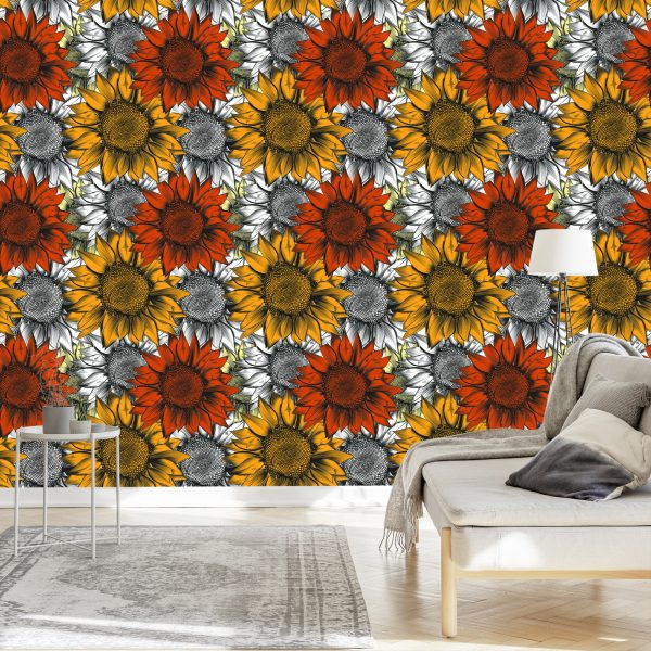 Behang Kleurrijke Zonnebloemen - Afbeelding 3