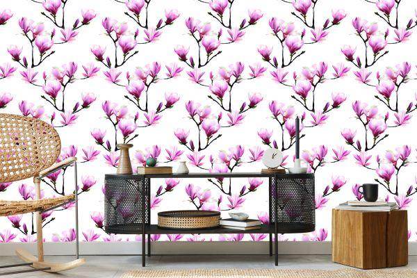 Behang Roze Magnolia Bloemen - Afbeelding 5