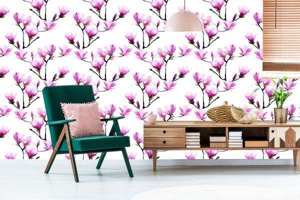 Behang Roze Magnolia Bloemen - Afbeelding 6