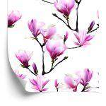 Behang Roze Magnolia Bloemen