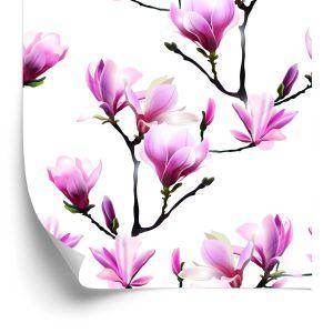Behang Roze Magnolia Bloemen