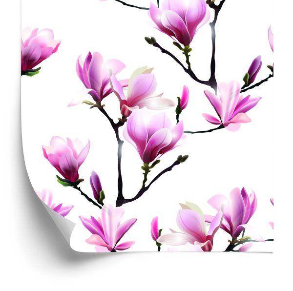 Behang Roze Magnolia Bloemen