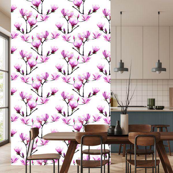 Behang Roze Magnolia Bloemen - Afbeelding 4