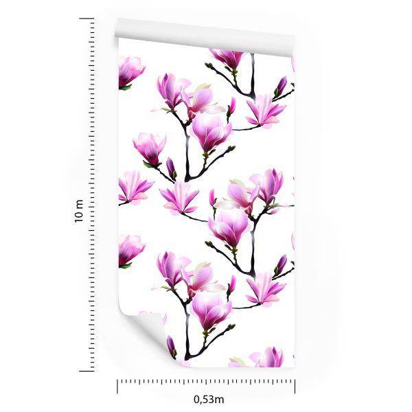 Behang Roze Magnolia Bloemen - Afbeelding 8