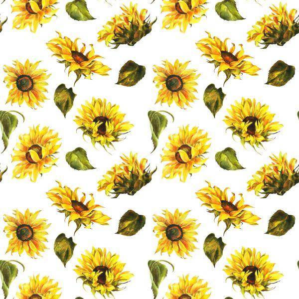 Behang Zonnebloemen Met Vintage Bladeren - Afbeelding 2