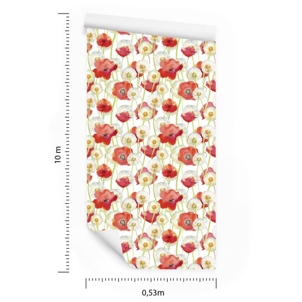 Behang Klaprozen En Paardebloemen - Afbeelding 8