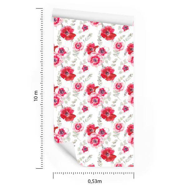 Behang Vintage Klaprozen Met Bladeren - Afbeelding 8