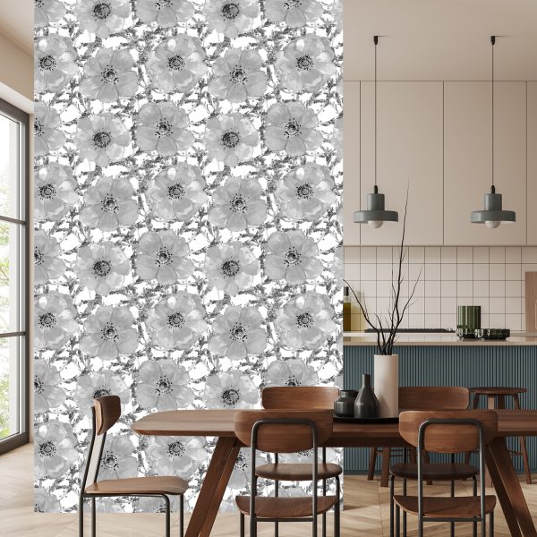 Behang Zwart-Witte Klaprozen - Afbeelding 4