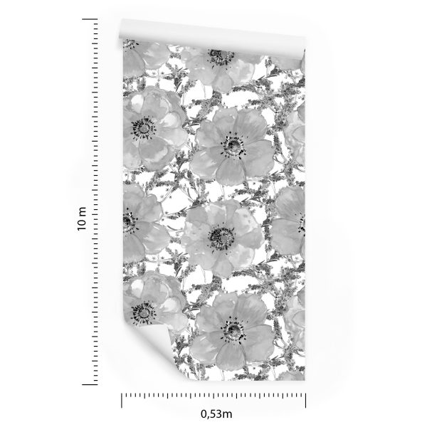 Behang Zwart-Witte Klaprozen - Afbeelding 8