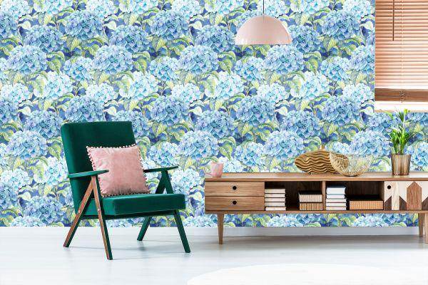Behang Hortensia Met Bladeren - Afbeelding 6