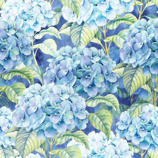 Behang Hortensia Met Bladeren - Afbeelding 2