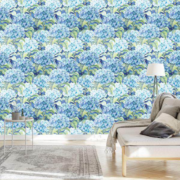 Behang Hortensia Met Bladeren - Afbeelding 3