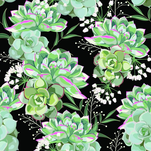 Behang Bloemen Met Cactussen - Afbeelding 2