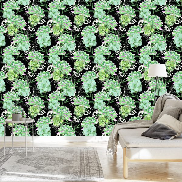 Behang Bloemen Met Cactussen - Afbeelding 3