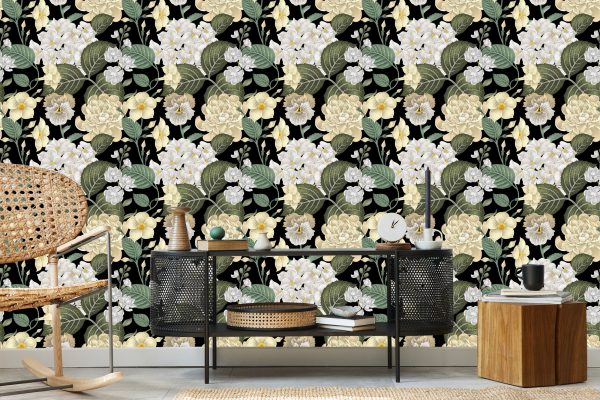 Behang Tuin Bloemen Met Bladeren - Afbeelding 5