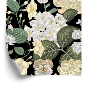 Behang Tuin Bloemen Met Bladeren