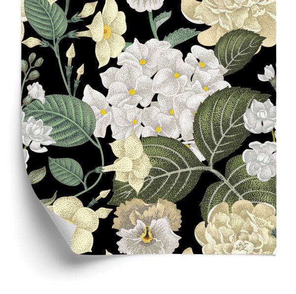 Behang Tuin Bloemen Met Bladeren
