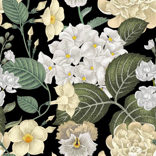Behang Tuin Bloemen Met Bladeren - Afbeelding 2