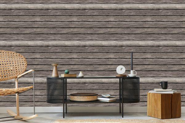 Behang Vervaagde Gebarsten Houten Plank - Afbeelding 5