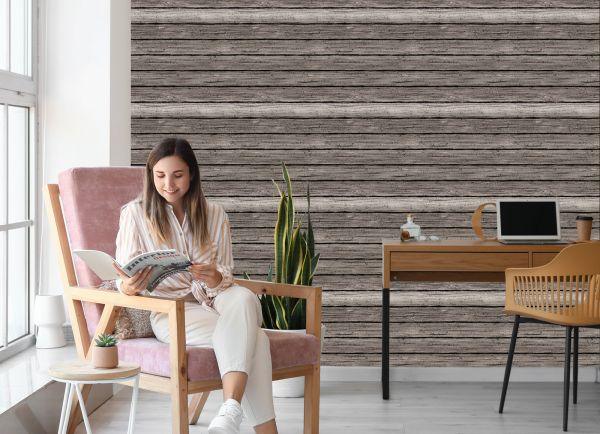 Behang Vervaagde Gebarsten Houten Plank - Afbeelding 7