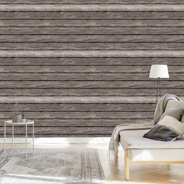 Behang Vervaagde Gebarsten Houten Plank - Afbeelding 3