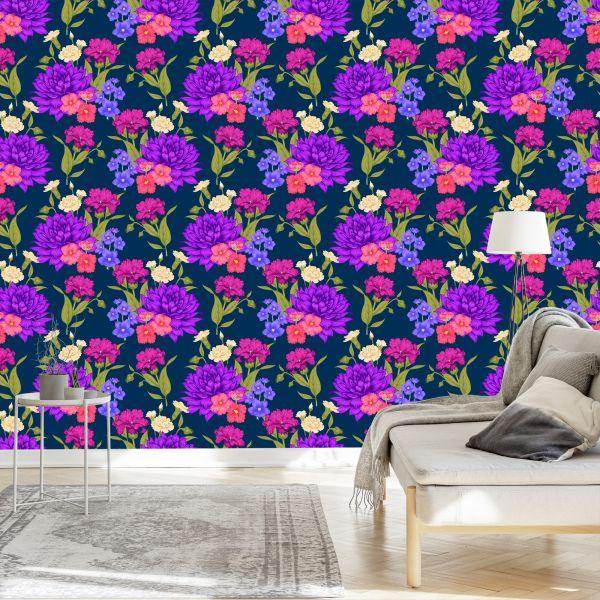 Behang Bloemboeket In Retrostijl - Afbeelding 3
