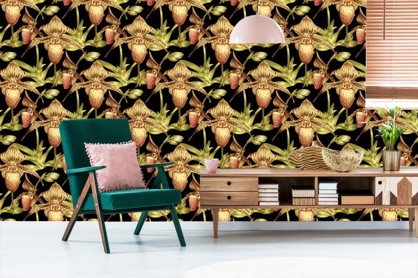 Behang Tropische Bloemen Met Bladeren - Afbeelding 6