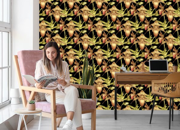 Behang Tropische Bloemen Met Bladeren - Afbeelding 7