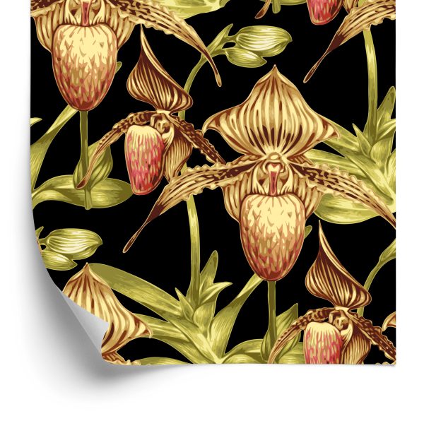 Behang Tropische Bloemen Met Bladeren