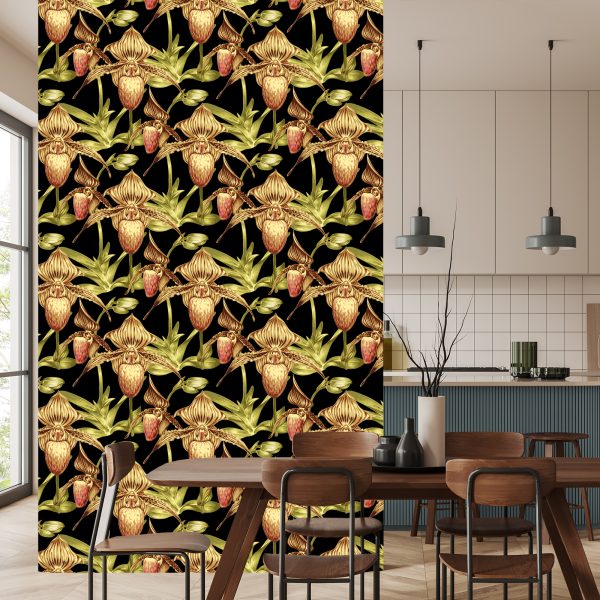 Behang Tropische Bloemen Met Bladeren - Afbeelding 4