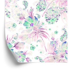 Behang Bloemen, Planten, Pastelbladeren