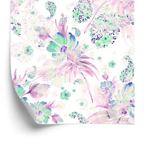 Behang Bloemen, Planten, Pastelbladeren