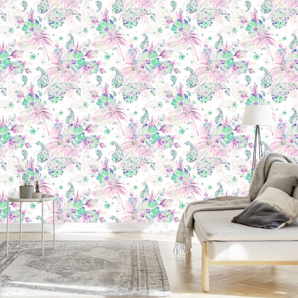Behang Bloemen, Planten, Pastelbladeren - Afbeelding 3