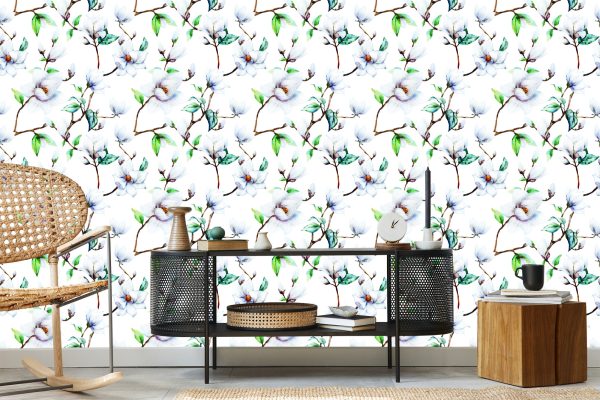 Behang Witte Magnolia - Afbeelding 5