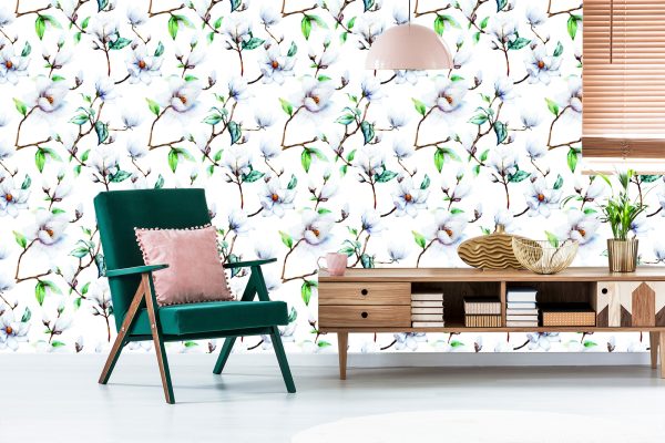 Behang Witte Magnolia - Afbeelding 6