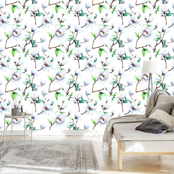 Behang Witte Magnolia - Afbeelding 3