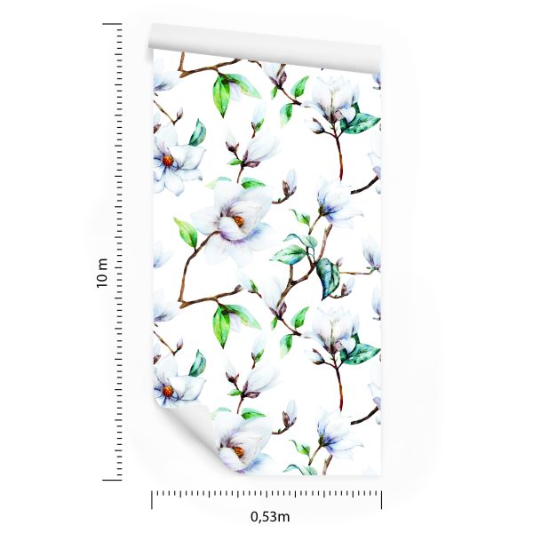 Behang Witte Magnolia - Afbeelding 8
