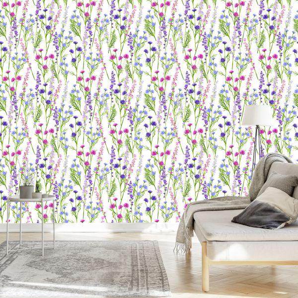 Behang Voor De Eetkamer Lentebloemen Van Wilde Planten - Afbeelding 3