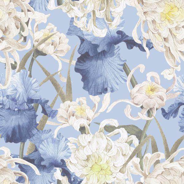 Behang Chrysanten En Irissen - Afbeelding 2