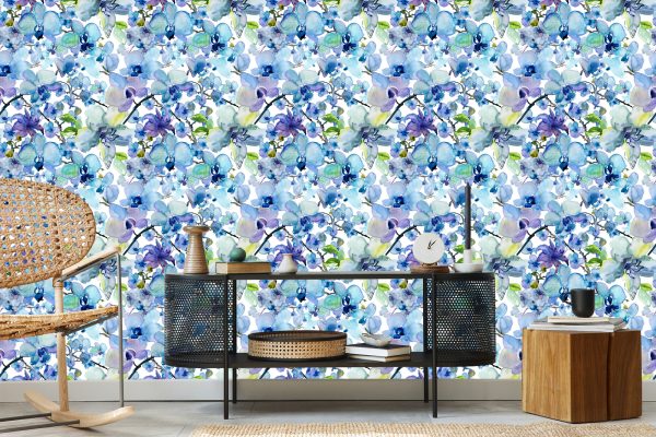 Behang Aquarel Geschilderde Orchideeën - Afbeelding 5