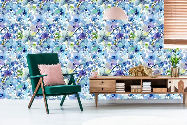 Behang Aquarel Geschilderde Orchideeën - Afbeelding 6