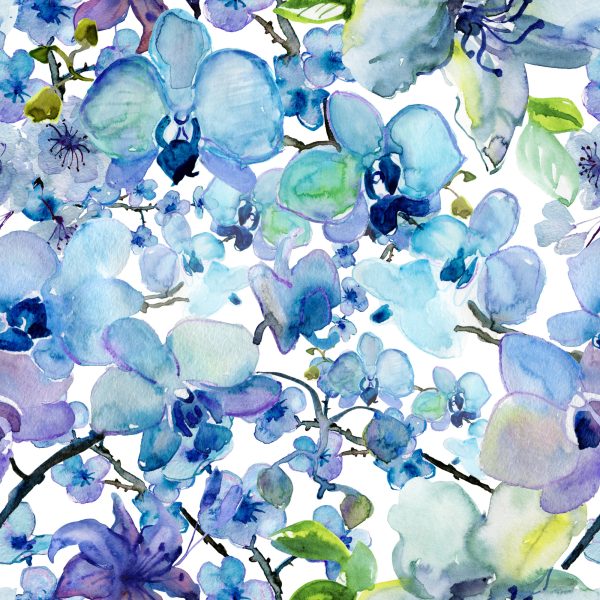 Behang Aquarel Geschilderde Orchideeën - Afbeelding 2
