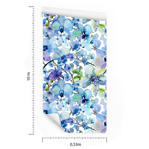 Behang Aquarel Geschilderde Orchideeën - Afbeelding 8